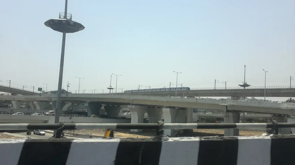 A Chennai Metro train near Kathipara junction, Chennai