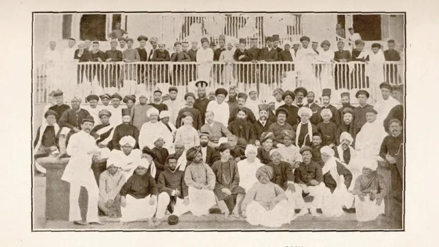 Delegates at the first session of the Indian National Congress, Bombay, 1885