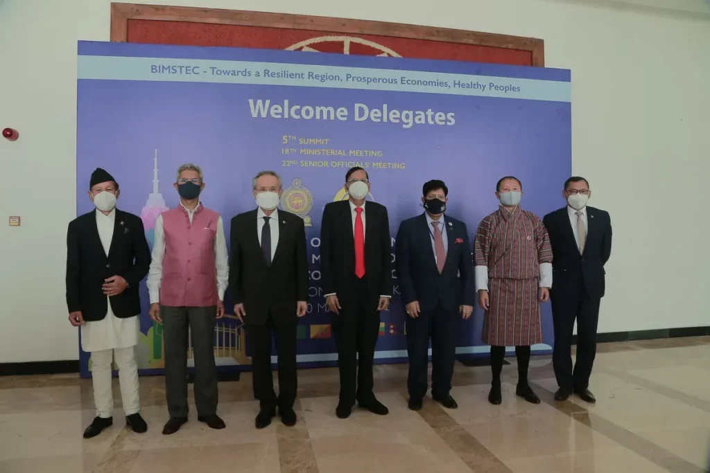 BIMSTEC ministers at a meeting in Sri Lanka in March 2022