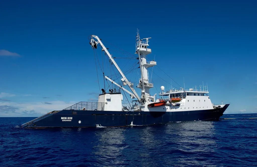 A tuna purse-seine fishing vessel of the kind that fishes the high seas of the Indian Ocean