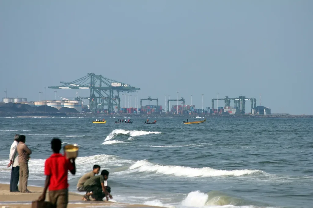 Container terminal at Chennai Port, one of the gateways for India's merchandise exports