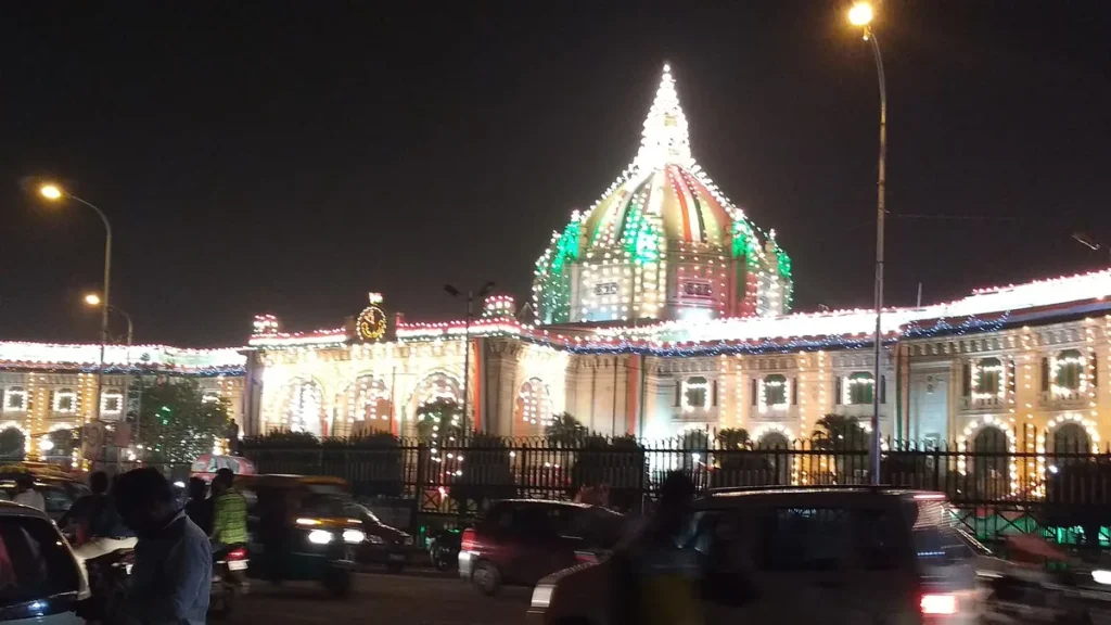 Vidhan Bhavan in Lucknow, seat of the Uttar Pradesh legislature, lit up at night