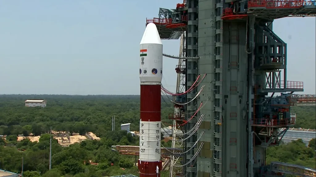 PSLV-C57 rocket with Aditya-L1 at the launch pad, Sriharikota