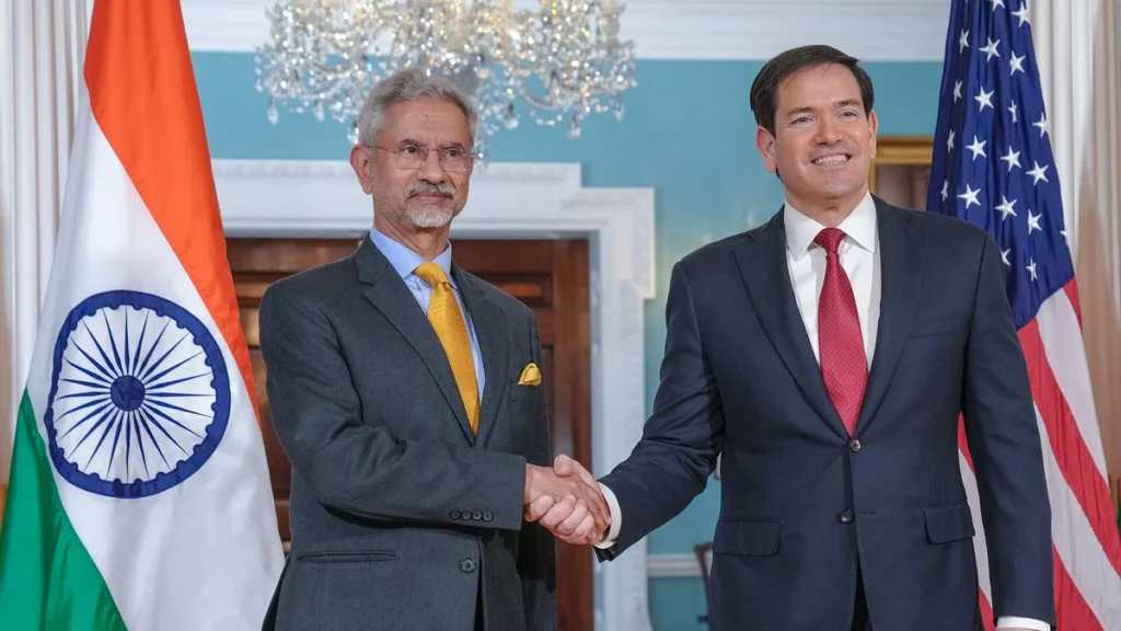 S. Jaishankar and Marco Rubio shaking hands