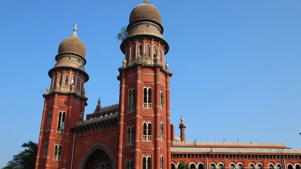 Red-brick Indo-Saracenic towers of the Madras High Court, Chennai
