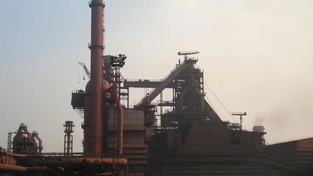 Blast furnace and chimneys of the Bokaro Steel Plant, Jharkhand