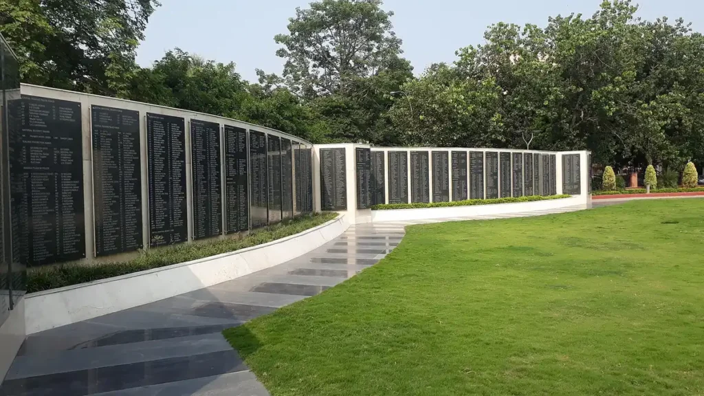 Curved wall of names at the National Police Memorial, New Delhi