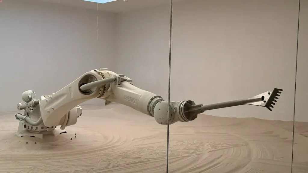 An industrial robotic arm at work