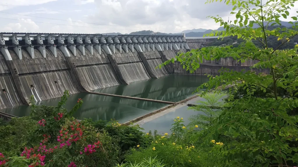 The Sardar Sarovar Dam on the Narmada river, Gujarat