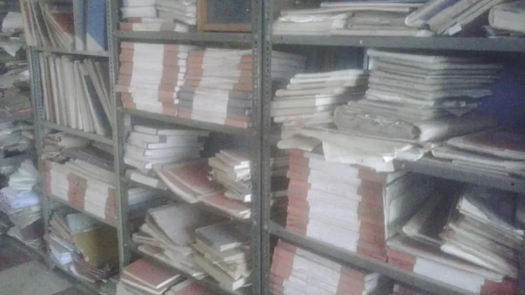 Files piled in a government office in India