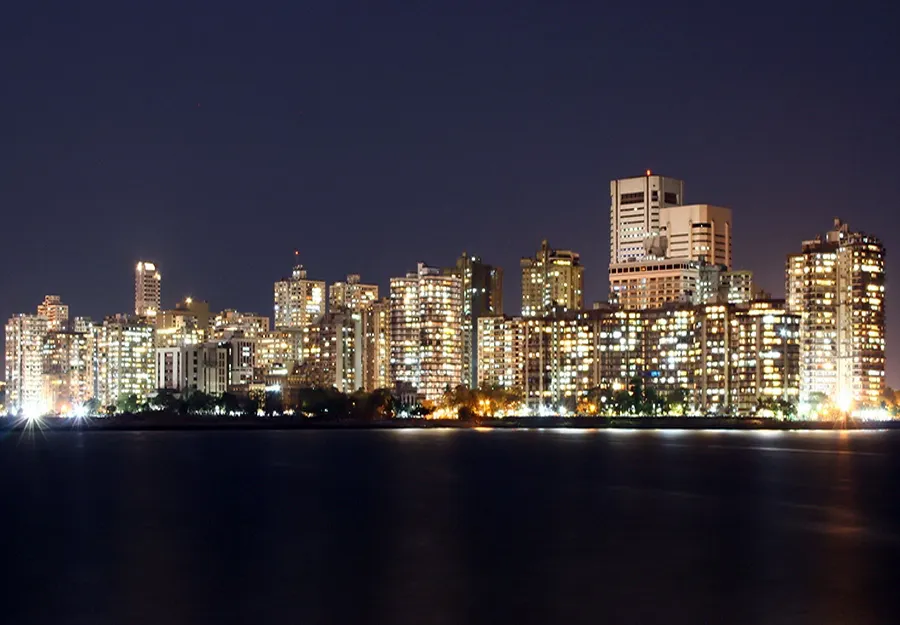 Mumbai skyline at night, India's financial capital