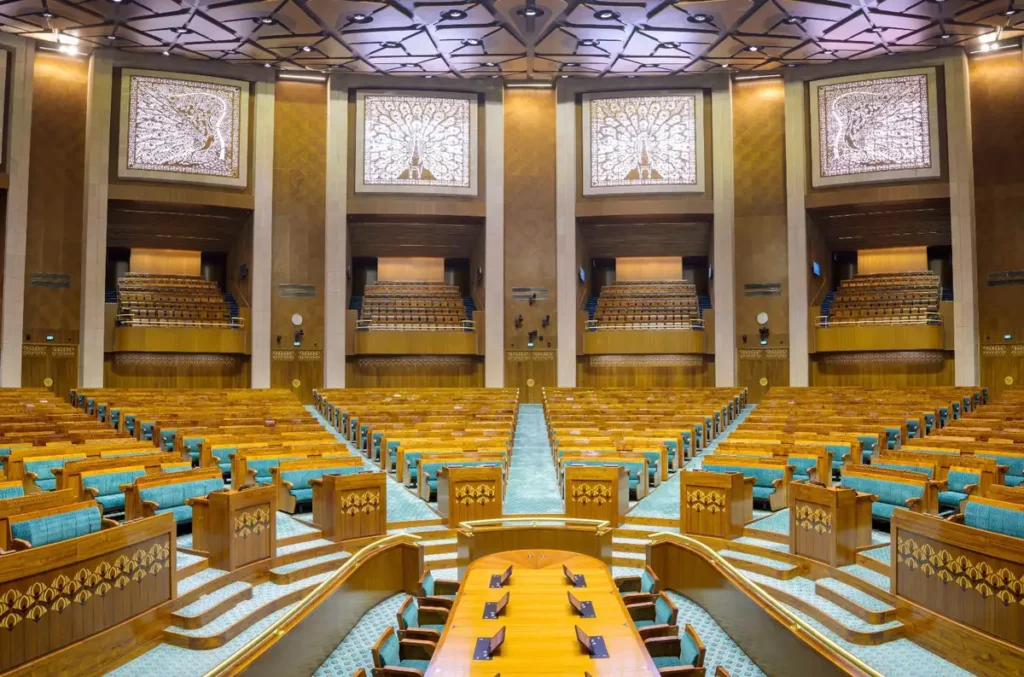 Inside the Lok Sabha chamber of the new Parliament building