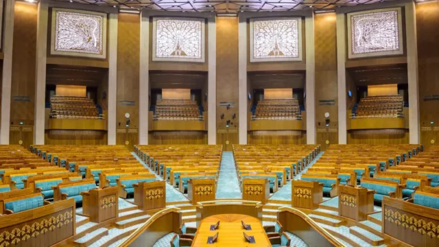 Inside the Lok Sabha chamber of the new Parliament building