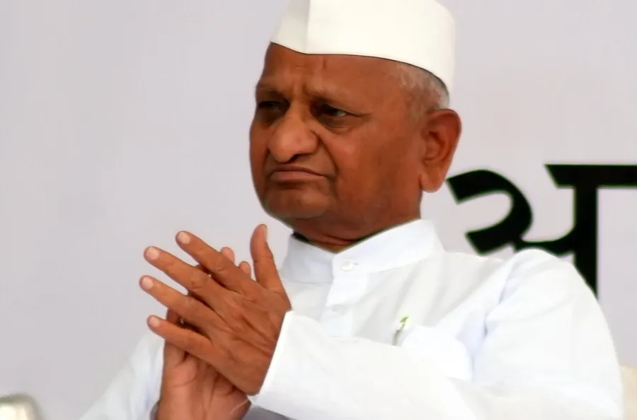 Anna Hazare at Jantar Mantar during the 2011 movement for a Lokpal law