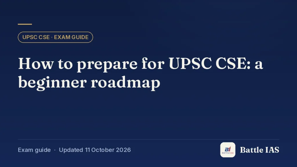 How to prepare for UPSC CSE: a beginner roadmap: Battle IAS exam guide card