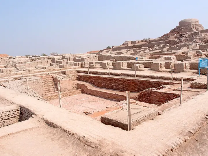 The Great Bath, Mohenjo-daro: a brick tank about 12 m by 7 m with steps at both ends