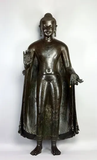 The Sultanganj Buddha, a copper figure over 2 m tall (about 500-700 CE), now in Birmingham Museum and Art Gallery