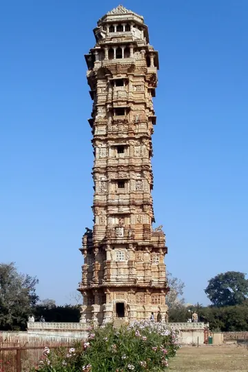 The Vijaya Stambha at Chittorgarh, built by Rana Kumbha in the 15th century to mark his victory over the sultan of Malwa