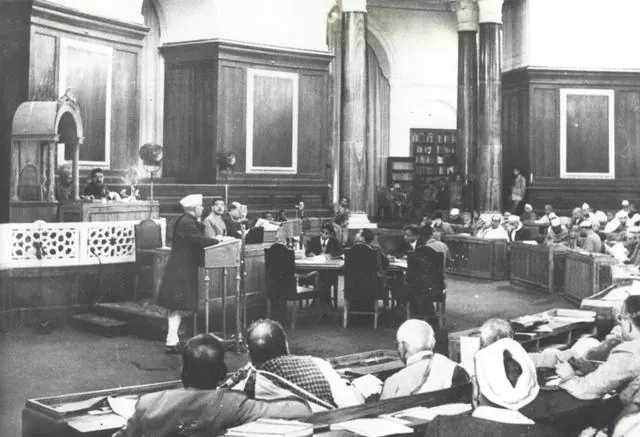 Jawaharlal Nehru addressing the Constituent Assembly
