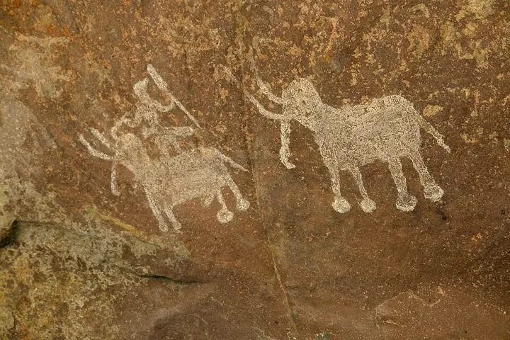 Mesolithic rock painting at Bhimbetka, Madhya Pradesh