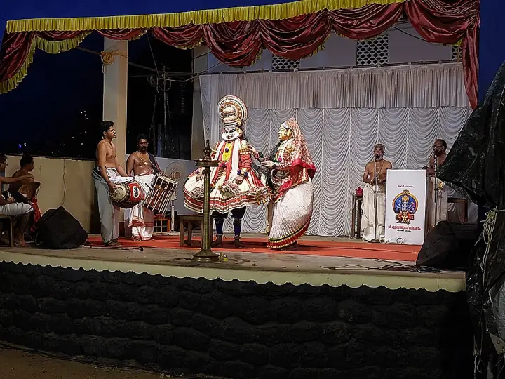 Kathakali at a temple festival, Kottayam