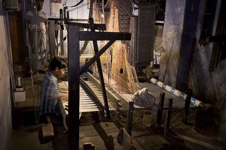 Handloom in a Varanasi workshop: Banaras Brocades and Sarees are a GI