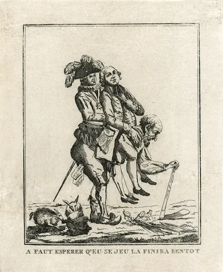 Cartoon of 1789: the Third Estate carries the clergy and nobility