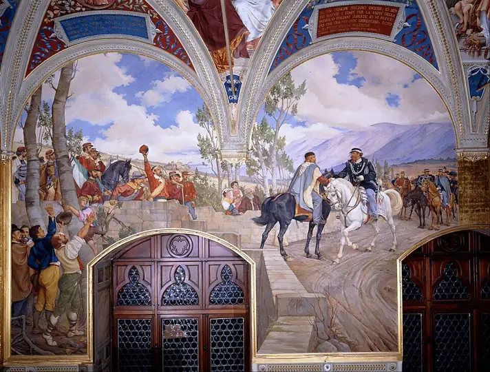 Pietro Aldi, Victor Emmanuel II meets Garibaldi at Teano (1860)