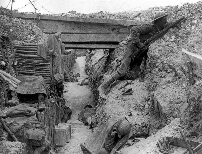 A captured trench at Ovillers during the Battle of the Somme, July 1916