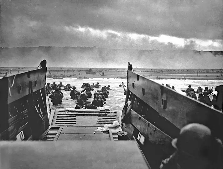US troops land at Omaha Beach, Normandy, on D-Day, 6 June 1944