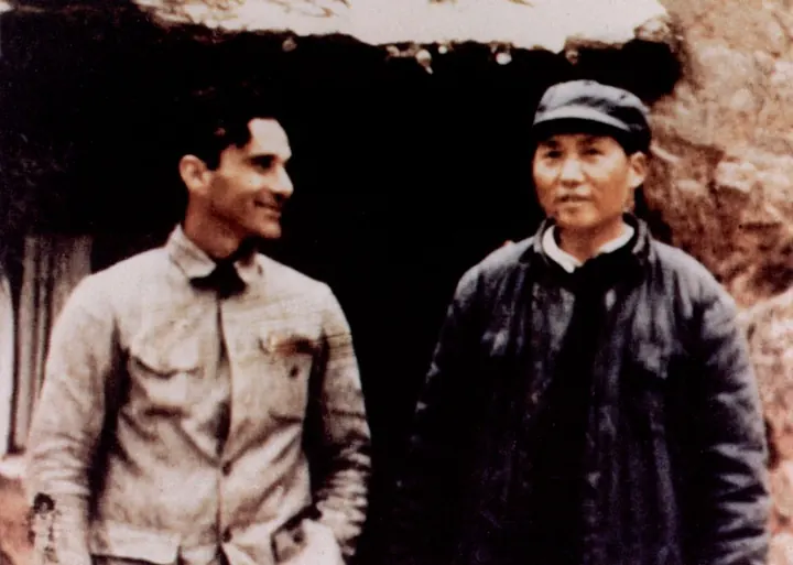 Mao Zedong (right) with the journalist Edgar Snow at Yan'an, 1939