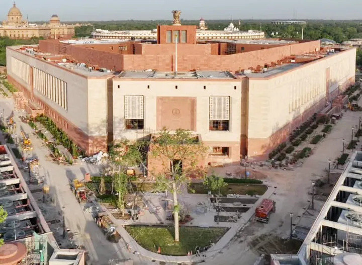 The new Parliament House, New Delhi, inaugurated on 28 May 2023