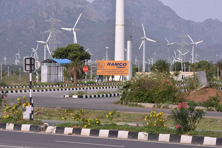 Wind turbines at Muppandal, Tamil Nadu, one of India's largest wind clusters
