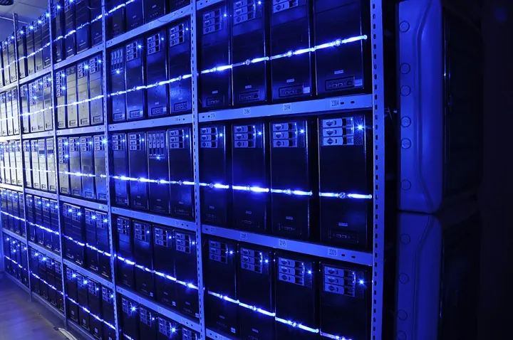 A server room in a data centre: the hardware behind the cloud