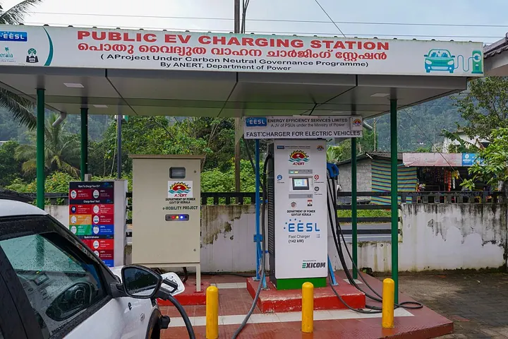 A public EV charging station at Idukki, Kerala